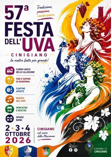 57ª Festa dell’Uva di Cinigiano: tre giorni tra tradizione, vino e musica nel cuore della Maremma